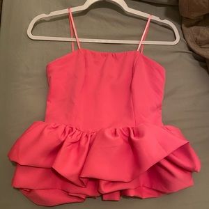 Pink peplum top with zip-up back